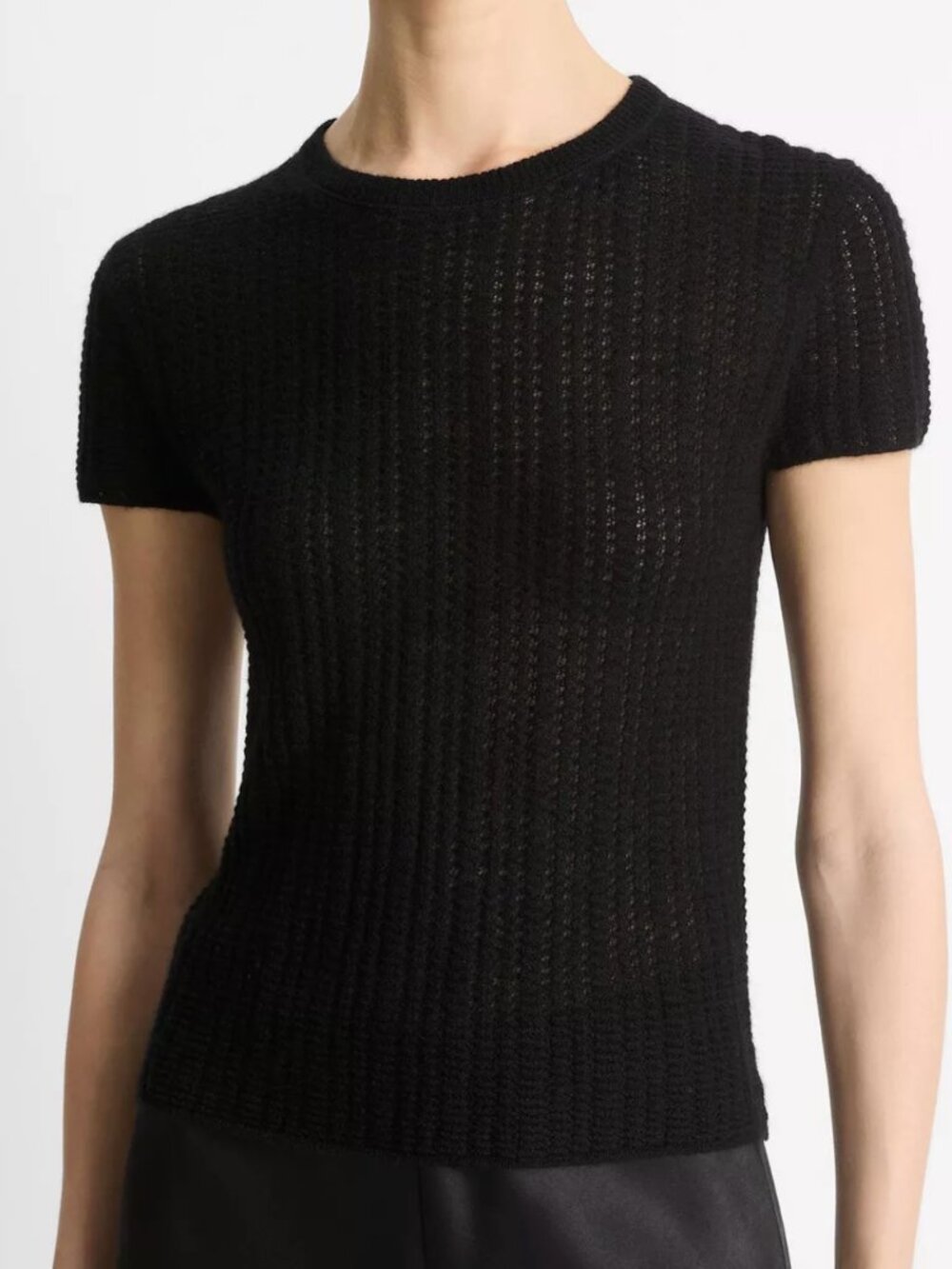 NWT $298 Vince Waffle Stitch Short Sleeve Cashmere & Silk Sweater in size XS!